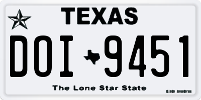 TX license plate DOI9451