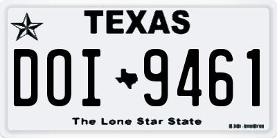 TX license plate DOI9461
