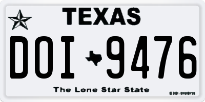 TX license plate DOI9476