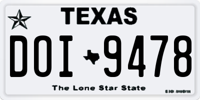 TX license plate DOI9478