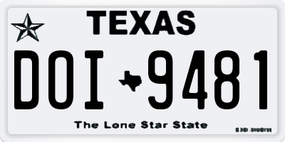TX license plate DOI9481