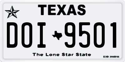 TX license plate DOI9501