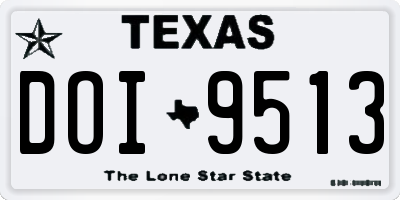 TX license plate DOI9513