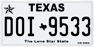TX license plate DOI9533