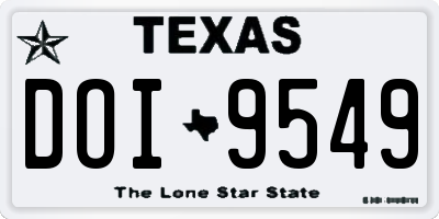 TX license plate DOI9549