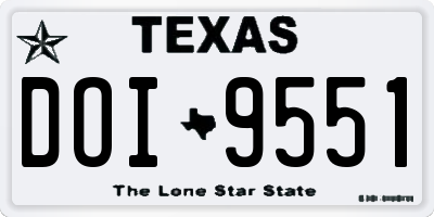 TX license plate DOI9551