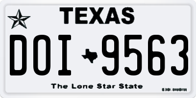 TX license plate DOI9563