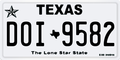 TX license plate DOI9582