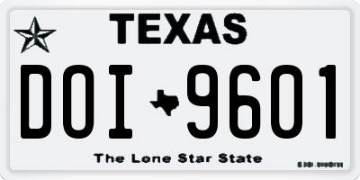 TX license plate DOI9601