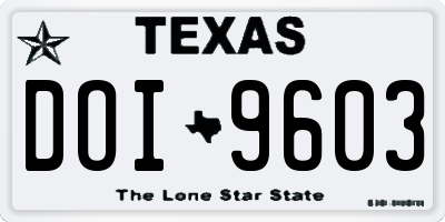 TX license plate DOI9603