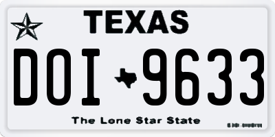 TX license plate DOI9633