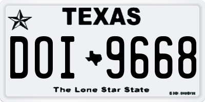 TX license plate DOI9668