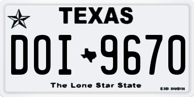 TX license plate DOI9670