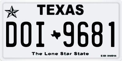 TX license plate DOI9681