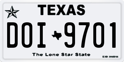 TX license plate DOI9701