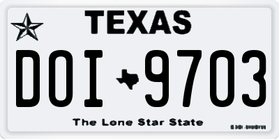 TX license plate DOI9703