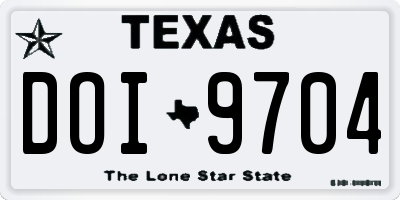 TX license plate DOI9704