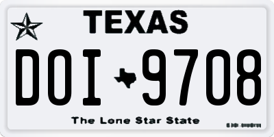 TX license plate DOI9708