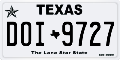 TX license plate DOI9727