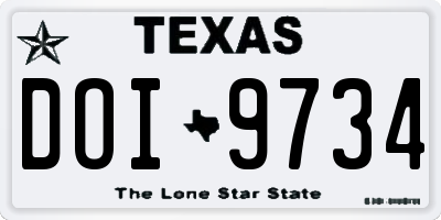 TX license plate DOI9734