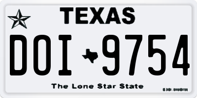 TX license plate DOI9754