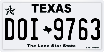 TX license plate DOI9763