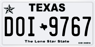 TX license plate DOI9767