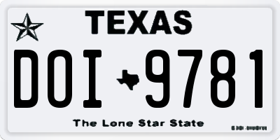 TX license plate DOI9781