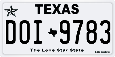TX license plate DOI9783