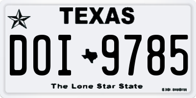 TX license plate DOI9785