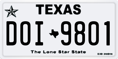 TX license plate DOI9801