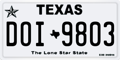 TX license plate DOI9803
