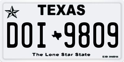 TX license plate DOI9809