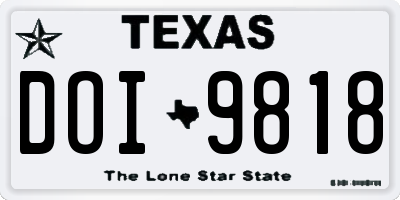 TX license plate DOI9818