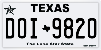 TX license plate DOI9820