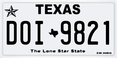 TX license plate DOI9821
