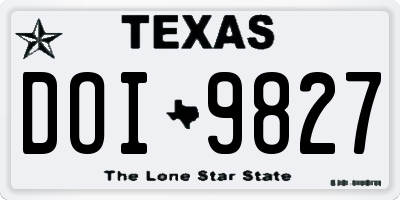 TX license plate DOI9827