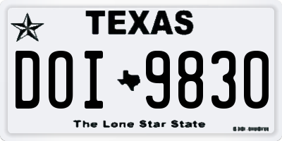 TX license plate DOI9830