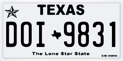 TX license plate DOI9831