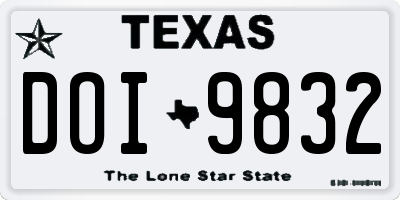 TX license plate DOI9832