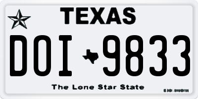 TX license plate DOI9833