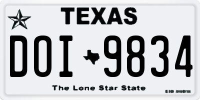 TX license plate DOI9834