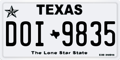 TX license plate DOI9835