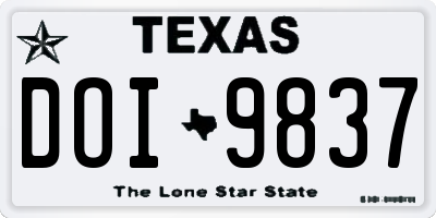 TX license plate DOI9837