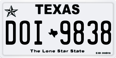 TX license plate DOI9838
