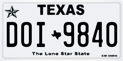 TX license plate DOI9840