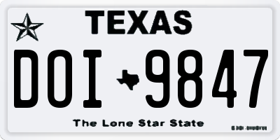 TX license plate DOI9847