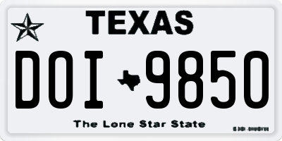 TX license plate DOI9850