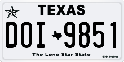 TX license plate DOI9851