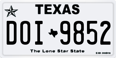 TX license plate DOI9852